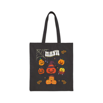 Personalized Halloween Cotton Canvas Tote Bag. Pumpkin Halloween. Trick or Treat. Gift for Her. Gift for Him.