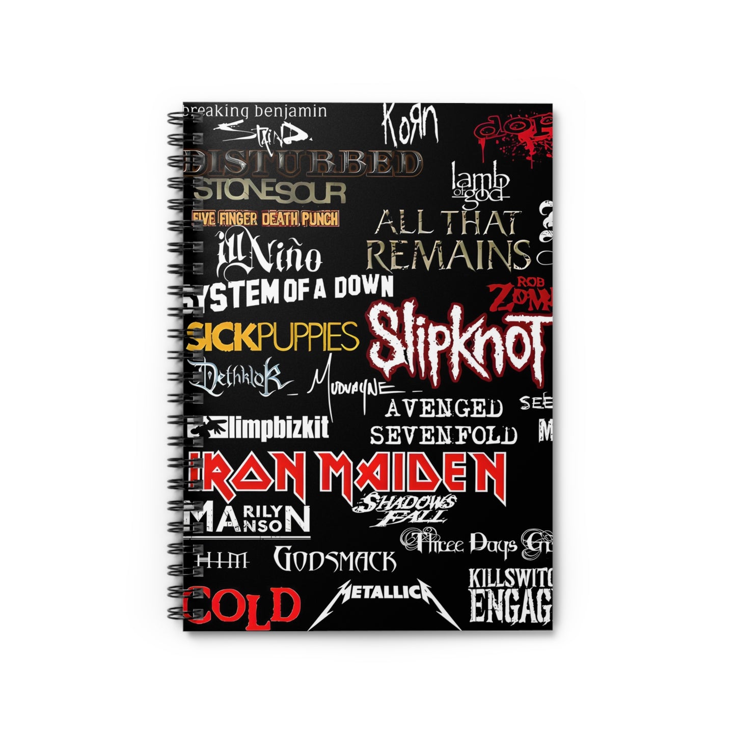 Heavy Metal, Rock, Band Collage Spiral Notebook - Ruled Line. Perfect Gift for Heavy Metal Enthusiast. Gift for Her. Gift for Him.