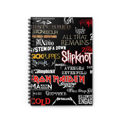 Heavy Metal, Rock, Band Collage Spiral Notebook - Ruled Line. Perfect Gift for Heavy Metal Enthusiast. Gift for Her. Gift for Him.