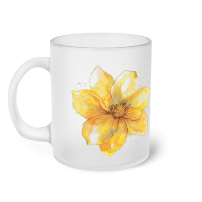 Floral Frosted Glass Mug, Gift for him, Gift for her - Perfect for Tea & Coffee Lovers, Elegant Drinkware, Unique Kitchen Decor, Wedding