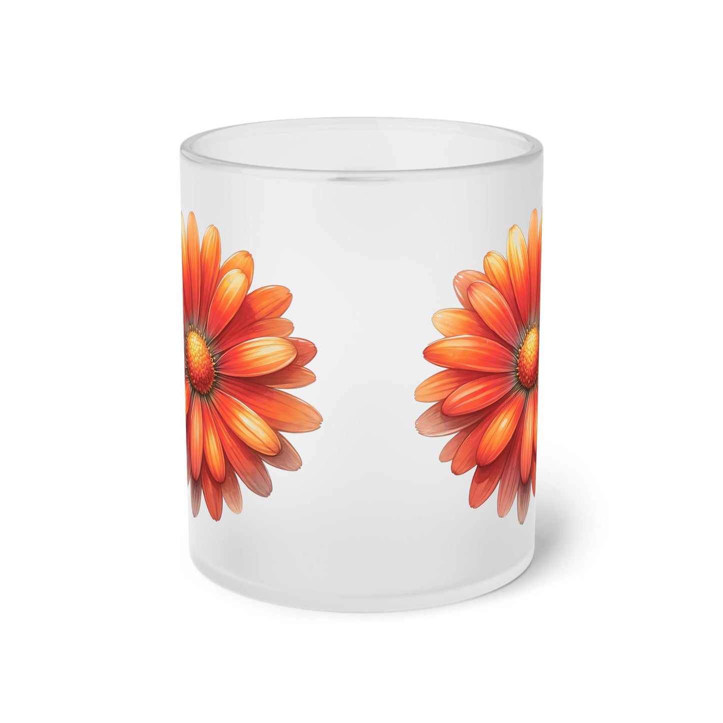 Floral Frosted Glass Mug, Gift for him, Gift for her - Perfect for Tea & Coffee Lovers, Elegant Drinkware, Unique Kitchen Decor, Wedding