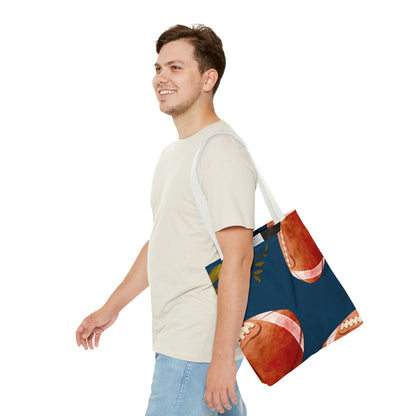 Football Tote Bag | Floral Leaves Canvas Tote | Stylish Reusable Shopping Bag.