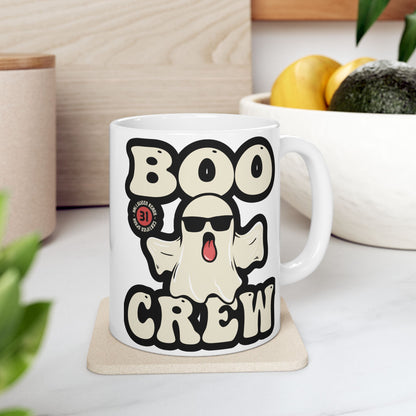 Boo Crew Halloween Ceramic Mug, (11oz, 15oz) Ideal Gift for Halloween Enthusiasts.