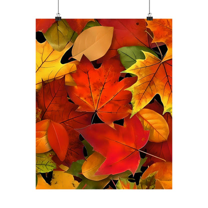 Autumn Leaves Vertical Posters, Fall Foliage Wall Art, Matte Print Decor, Seasonal Home Decor, Leaf Poster Set