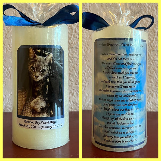 Personalized Flameless Pet Memorial Candle With Timer. Meaningful, Unique and Thoughtful Memorial Keepsake Gift That Will Last a Lifetime.