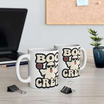 Boo Crew Halloween Ceramic Mug, (11oz, 15oz) Ideal Gift for Halloween Enthusiasts.