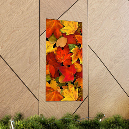 Autumn Leaves Vertical Posters, Fall Foliage Wall Art, Matte Print Decor, Seasonal Home Decor, Leaf Poster Set