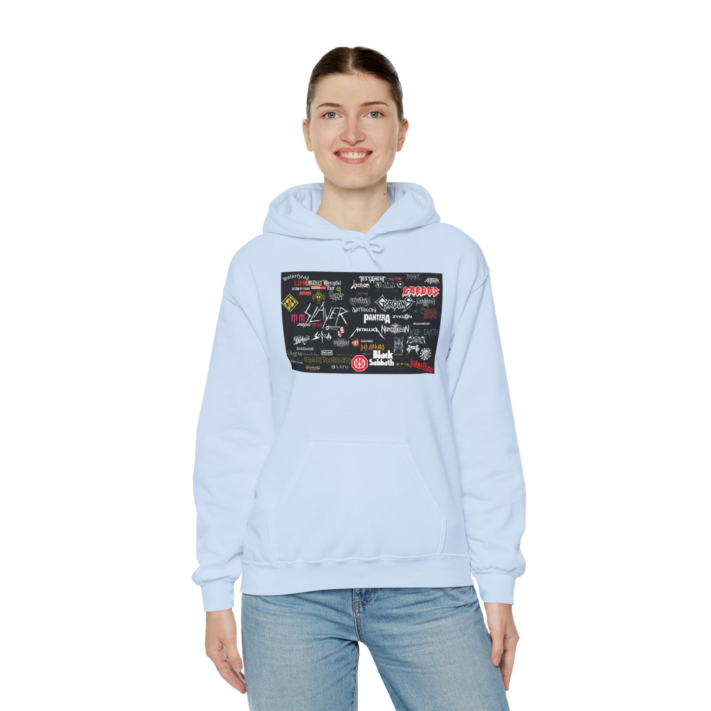 Heavy Metal, Hard Rock, Rock, Band,  Collage Unisex Heavy Blend Hooded Sweatshirt. Perfect Gift for Heavy Metal Enthusiast.