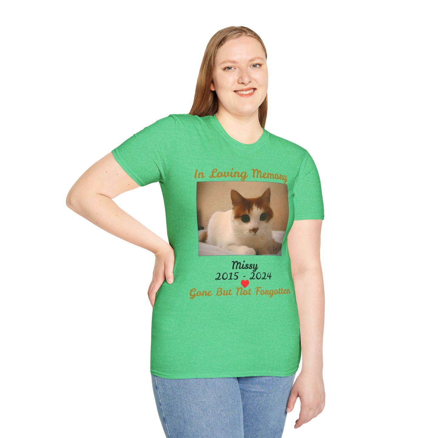 Personalized Pet Memorial Unisex Softstyle T-Shirt - Commemorative Gift for Pet Lovers.