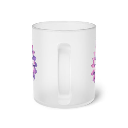 Floral Frosted Glass Mug, Gift for him, Gift for her - Perfect for Tea & Coffee Lovers, Elegant Drinkware, Unique Kitchen Decor, Wedding