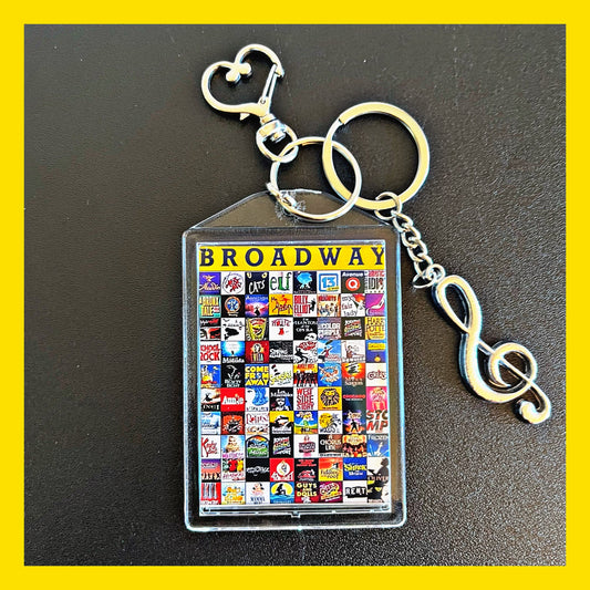 Broadway Keychain, Personalized Double Sided Photo with Music Key. Great accessories for purses, backpacks, Keys etc.