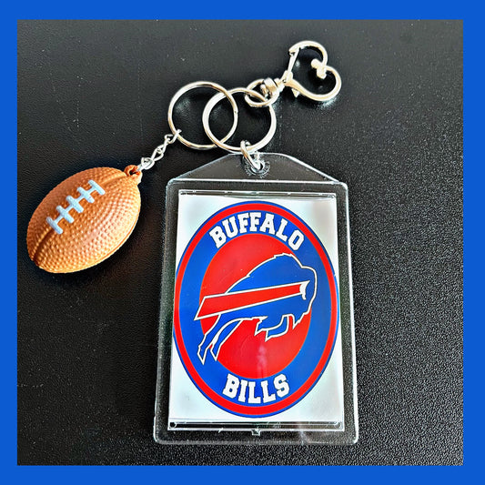 Football Keychain, Personalized Double Sided Photo with Football. Great accessories for purses, backpacks, Keys etc.