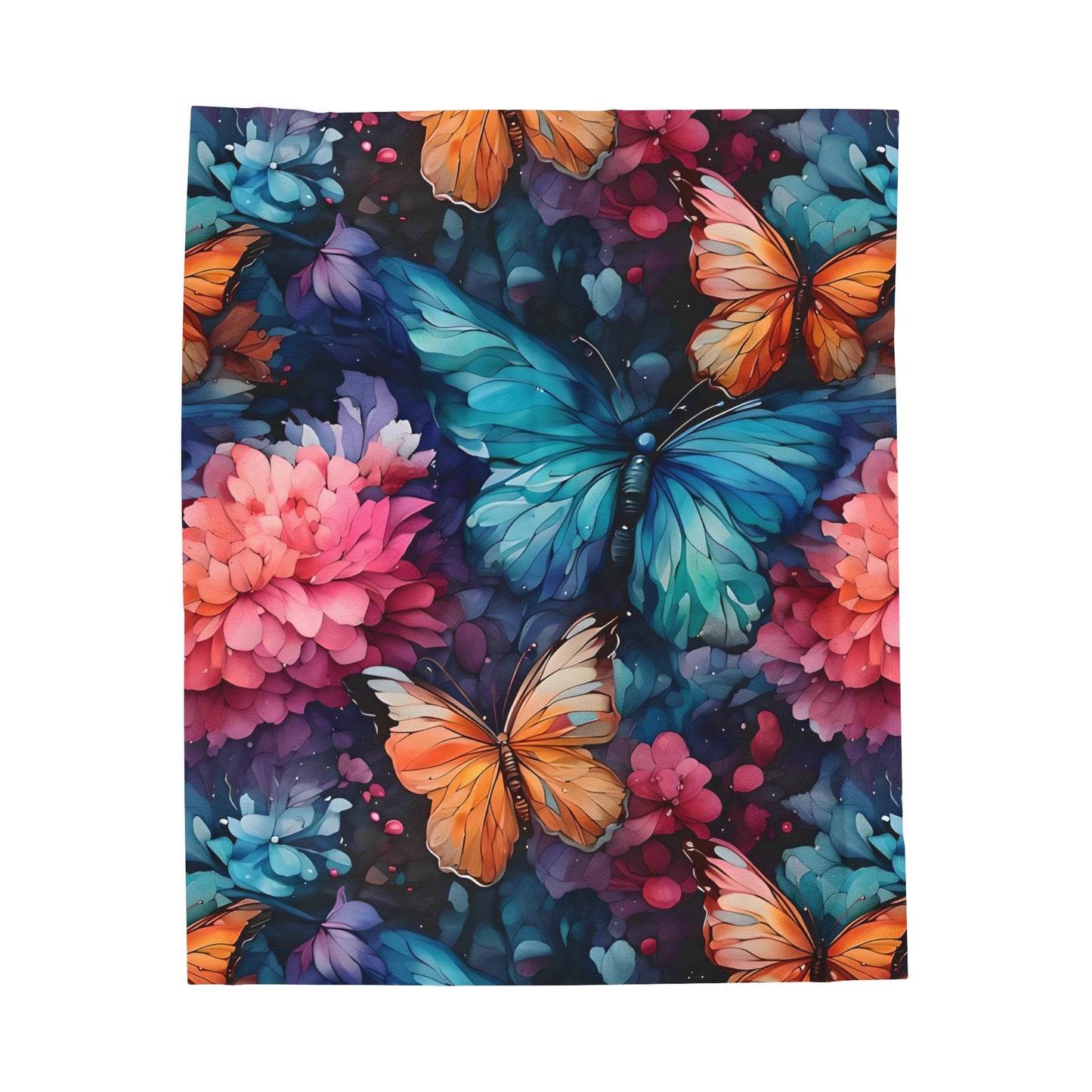 Boho Butterflies Velveteen Plush Blanket. Gift for her, Gift for him.