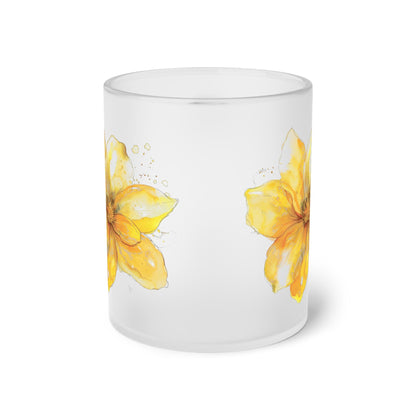 Floral Frosted Glass Mug, Gift for him, Gift for her - Perfect for Tea & Coffee Lovers, Elegant Drinkware, Unique Kitchen Decor, Wedding