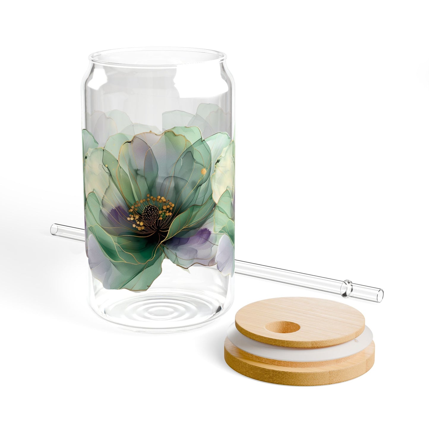 Boho Floral Sipper Glass, 16oz.  durable, sleek, and perfect for refreshing cocktails, juices, or any beverage you fancy.