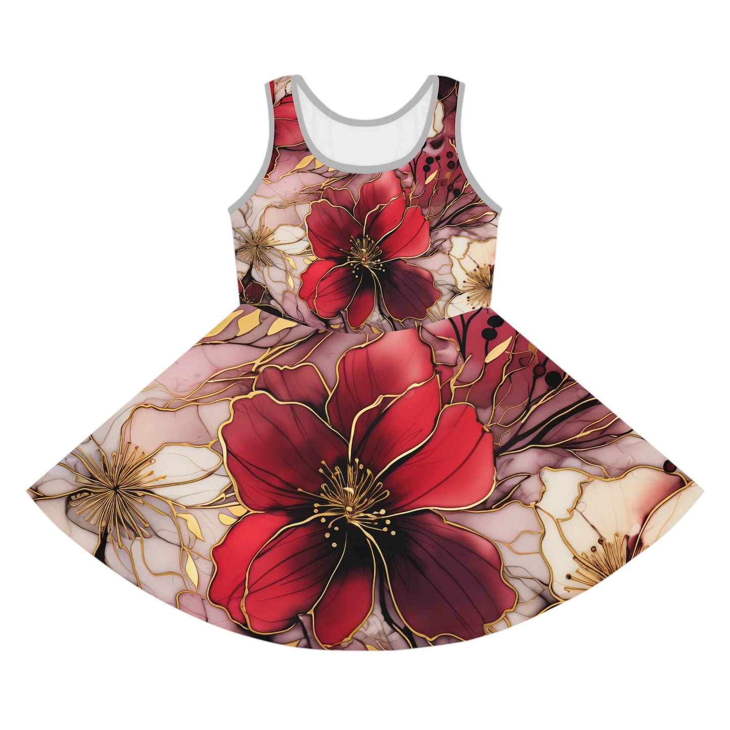 Floral Girls' Sleeveless Sundress - Cute and Comfortable | Perfect for Summer | Vibrant Floral Print | Ideal for Playdates and Parties