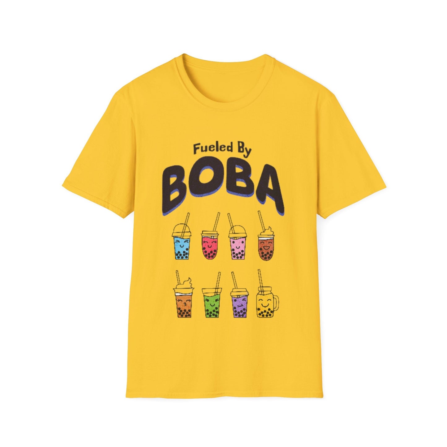 Boba Lover Unisex "Fueled By BOBA"  Softstyle T-Shirt. Makes a great gift! Explore Now.