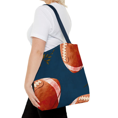 Football Tote Bag | Floral Leaves Canvas Tote | Stylish Reusable Shopping Bag.