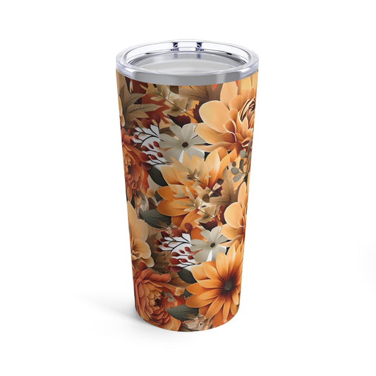 Autum Flowers Floral Tumbler, Colorful Watercolor Art, Unique Kitchen Decor Gift, Trendy Present, 20oz Cup