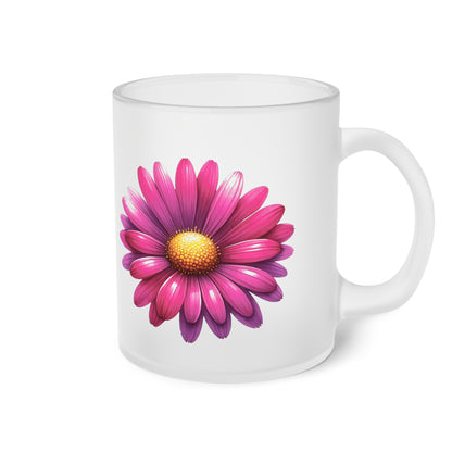 Floral Frosted Glass Mug, Gift for him, Gift for her - Perfect for Tea & Coffee Lovers, Elegant Drinkware, Unique Kitchen Decor, Wedding