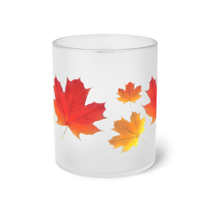 Autumn Leaves Frosted Glass Mug, Gift for him/her - Perfect for Tea & Coffee Lovers, Elegant Drinkware, Unique Kitchen Decor, Wedding