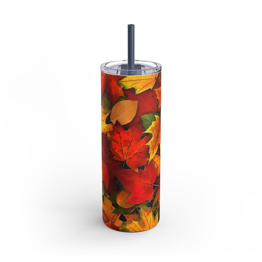 Autumn Leaves Skinny Matte Tumbler, 20oz. Great Gift for Autumn Leaves Enthusiast.