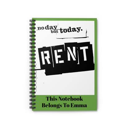 Personalized Spiral Notebook - Ruled Lines - Featuring the Musical 'RENT' - Ideal Broadway Gift. Gift for Her. Gift for Him.