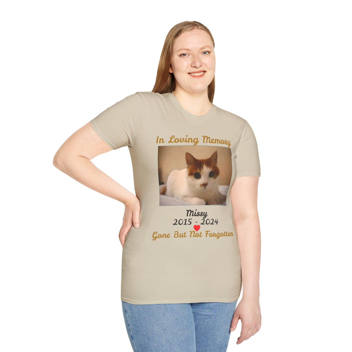 Personalized Pet Memorial Unisex Softstyle T-Shirt - Commemorative Gift for Pet Lovers.