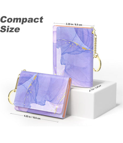 Wicked Wallet, Small Credit Card Wallet for Women, Slim RFID Card Holder Wallet with 7 Card Slots & ID Window (Purple Marble.)