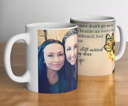 Personalized Memorial Ceramic Mug With Photo and Poem, (11oz, 15oz). Gift for her. Gift for Him.