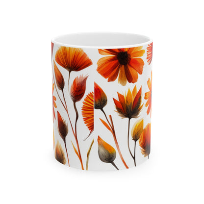 Floral Ceramic Mug, (11oz, 15oz),