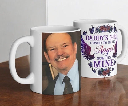 Personalized Dad Memorial Ceramic Mug With Photo and Poem, (11oz, 15oz). Gift for her. Gift for Him.