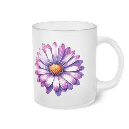 Floral Frosted Glass Mug, Gift for him, Gift for her - Perfect for Tea & Coffee Lovers, Elegant Drinkware, Unique Kitchen Decor, Wedding