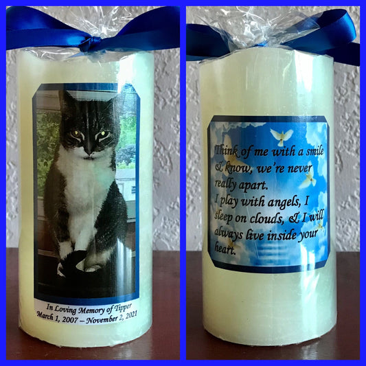 Personalized Flameless Pet Memorial Candle With Timer. Meaningful, Unique and Thoughtful Memorial Keepsake Gift That Will Last a Lifetime.