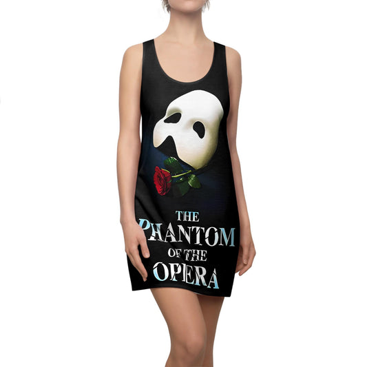 Phantom of the Opera Musical Theater Collage Women's Cut and Sew Racerback Dress, Perfect Gift for Broadway Musical Theater Enthusiasts.