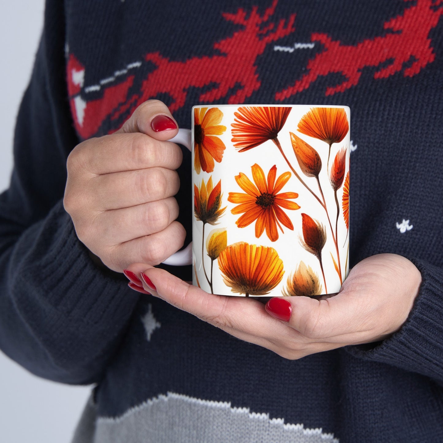 Floral Ceramic Mug, (11oz, 15oz),