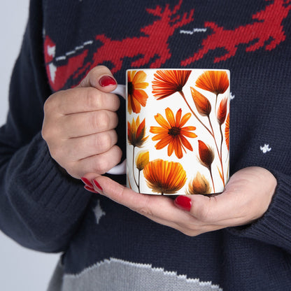 Floral Ceramic Mug, (11oz, 15oz),