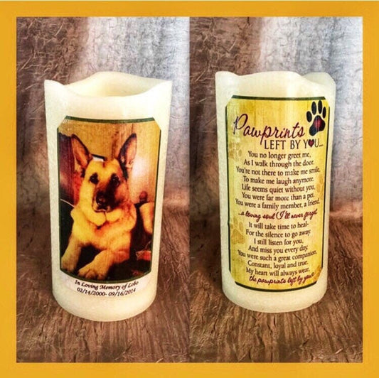 Personalized Flameless Pet Memorial Candle with Timer – Unique & Thoughtful Keepsake Gift – Lasting Memorial for Pet Remembrance