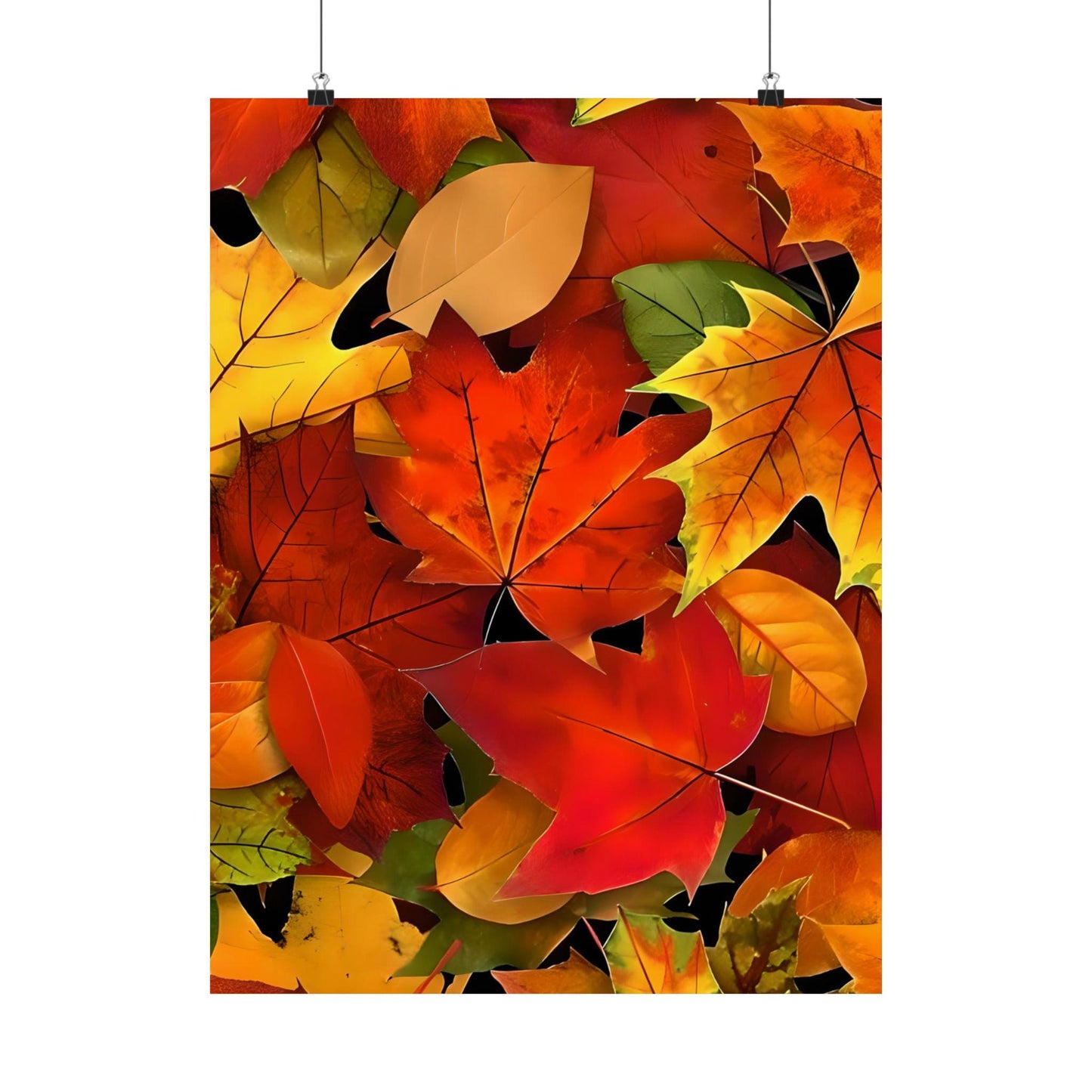 Autumn Leaves Vertical Posters, Fall Foliage Wall Art, Matte Print Decor, Seasonal Home Decor, Leaf Poster Set