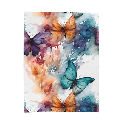 Boho Butterflies Velveteen Plush Blanket. Gift for her, Gift for him.