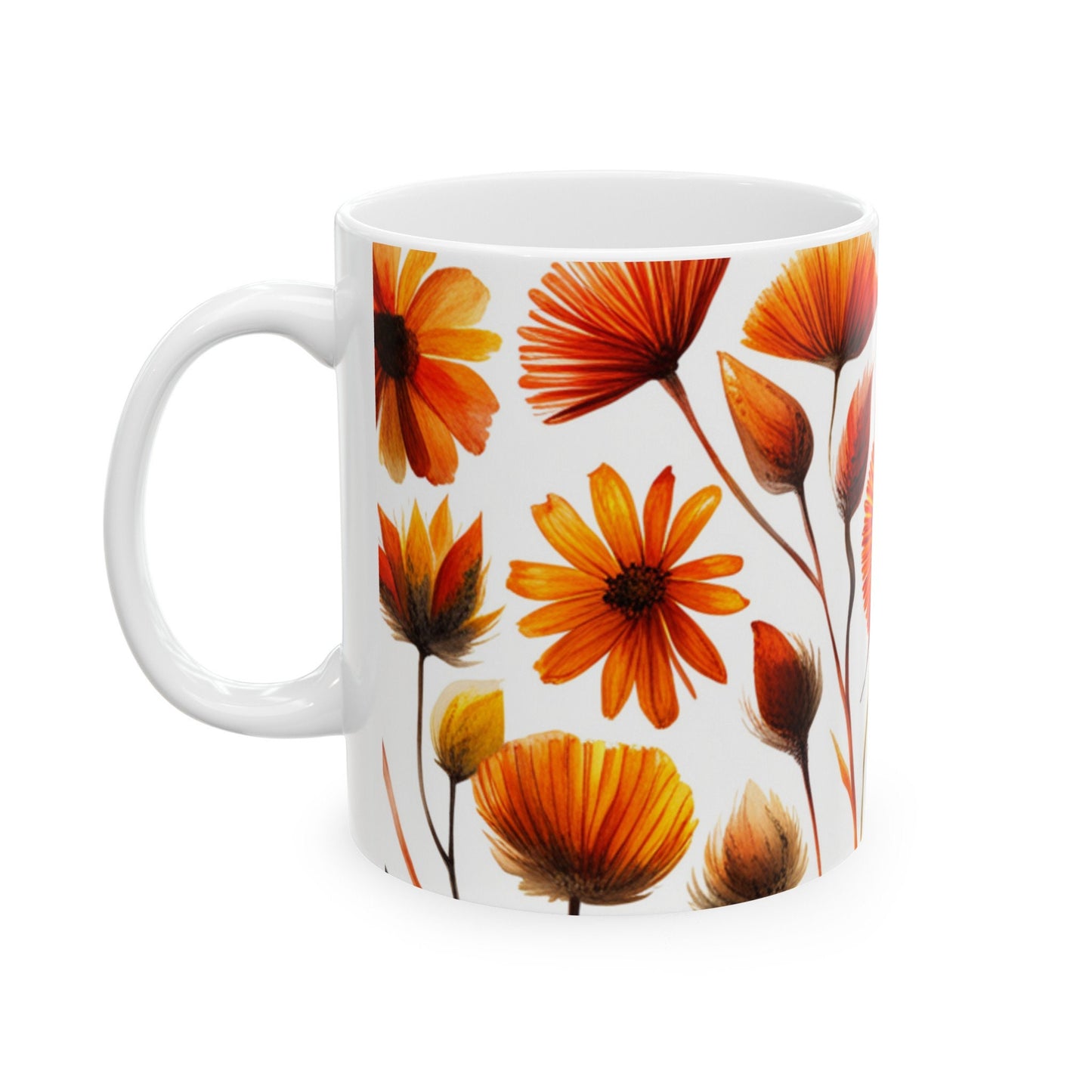 Floral Ceramic Mug, (11oz, 15oz),