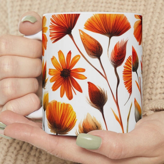 Floral Ceramic Mug, (11oz, 15oz),