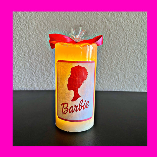 Barbie Flameless Battery Operated Candle with Timer.  Barbie Fan will love their Candle gift!