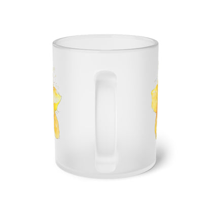 Floral Frosted Glass Mug, Gift for him, Gift for her - Perfect for Tea & Coffee Lovers, Elegant Drinkware, Unique Kitchen Decor, Wedding