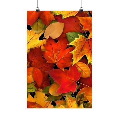 Autumn Leaves Vertical Posters, Fall Foliage Wall Art, Matte Print Decor, Seasonal Home Decor, Leaf Poster Set