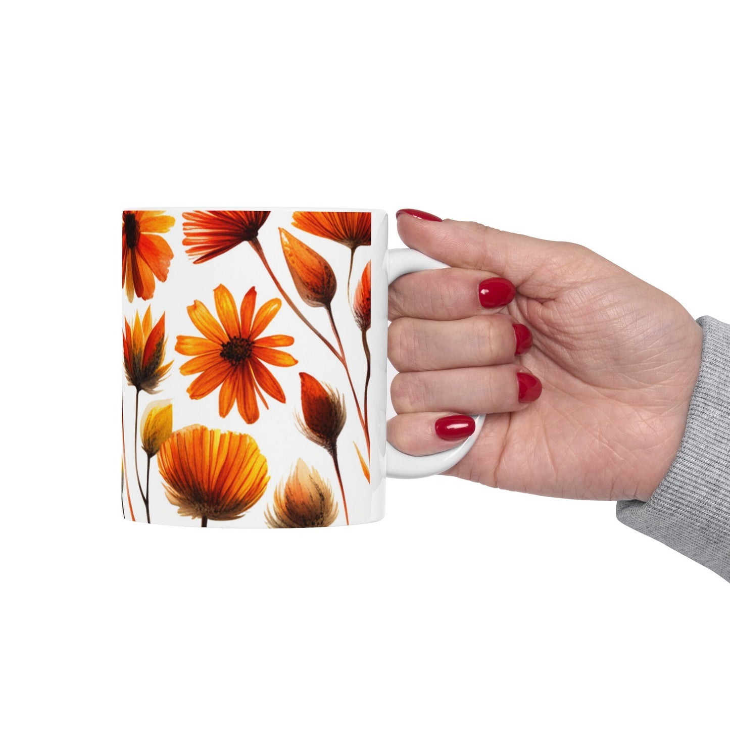 Floral Ceramic Mug, (11oz, 15oz),