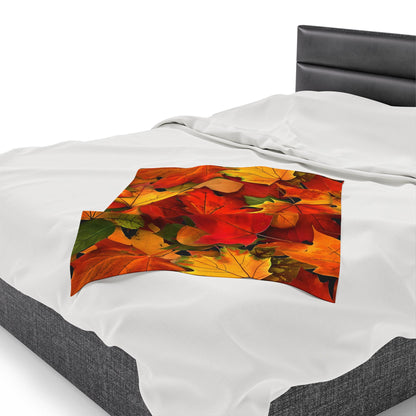 Autumn Leaves Plush Blanket - Gift for Her/Him, Home Decor Throw, Cozy Autumn Leaves Bedding, Soft Warm Blankets, Unique Present Idea.