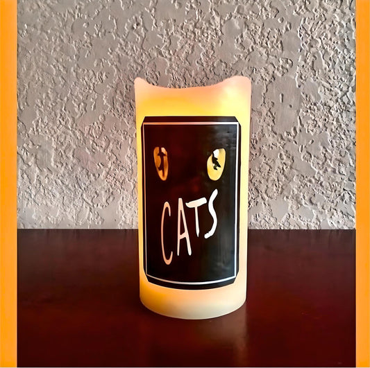 Broadway CATS  Musical Theater Real Wax - unscented Candle w Timer. Broadway Lover. A unique gift for yourself or others. Explore Now!