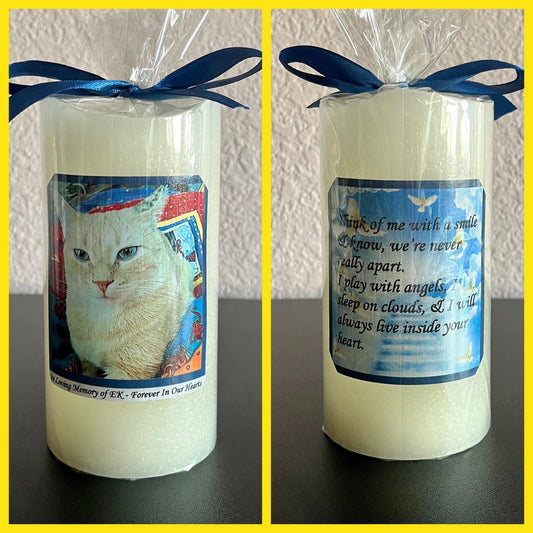 Personalized Flameless Pet Memorial Candle With Timer. Meaningful, Unique and Thoughtful Memorial Keepsake Gift That Will Last a Lifetime.