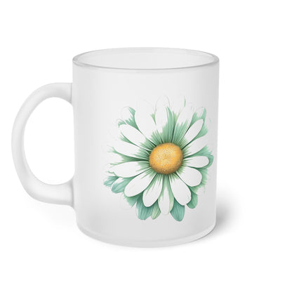 Floral Frosted Glass Mug, Gift for him, Gift for her - Perfect for Tea & Coffee Lovers, Elegant Drinkware, Unique Kitchen Decor, Wedding